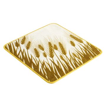 Growing Rye Field Silhouettes Of Wheat Ears Whole Grain Natural Earth Yellow White Kitchen Mat