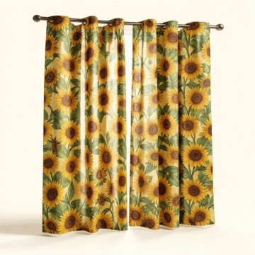 Sunflower Collection Floral Semi-Sheer Rod Pocket Curtain Panels (synthetic illustration; no displayed measurements)
