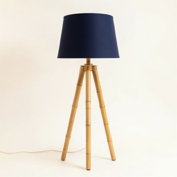 Wren Bluff Floor Lamp With A Plain Fabric Shade - Navy (synthetic illustration; no displayed measurements)