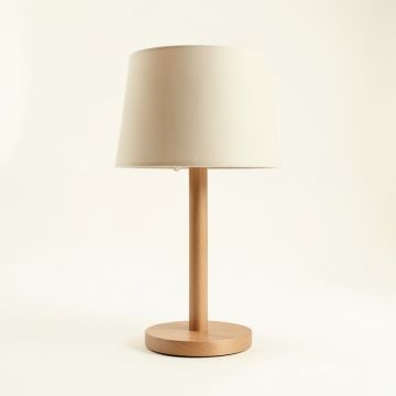 Cedar Dell Table Lamp With A Plain Fabric Shade - Beige (synthetic illustration; no displayed measurements)