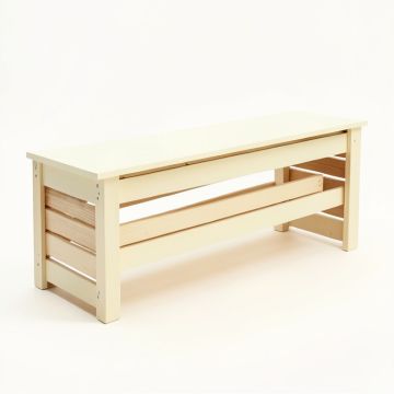Aspen Crest Narrow Outdoor Storage Bench - Cream (synthetic illustration; no displayed measurements)