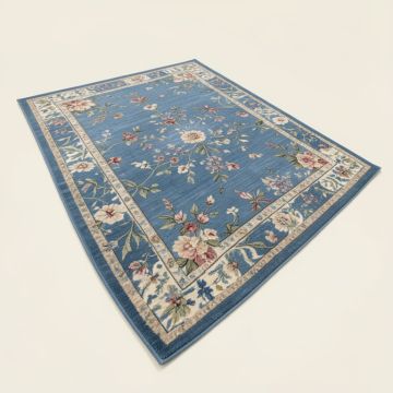 Wilkesboro 3 Piece Floral Border Blue Area Rug Set (synthetic illustration; no displayed measurements)