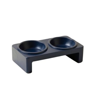Field Branch Pet Feeding Stand With Two Plain Empty Bowls - Navy