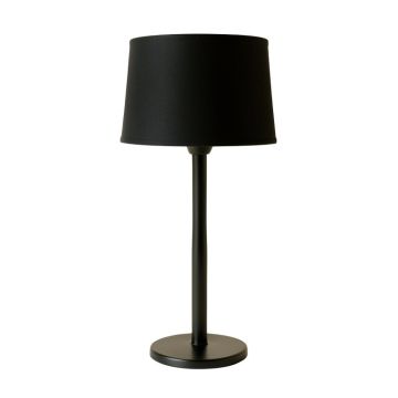 Oak Arc Floor Lamp With A Plain Fabric Shade - Black (synthetic illustration; no displayed measurements)