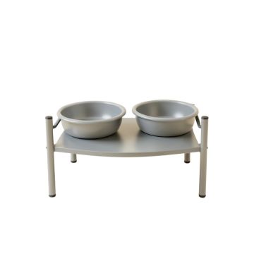 Shore Dale Pet Feeding Stand With Two Plain Empty Bowls - Gray