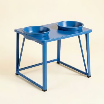 Meadow Field Pet Feeding Stand With Two Plain Empty Bowls - Blue (synthetic illustration; no displayed measurements)