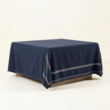 Wren Crest Flat Bed Sheet - Navy (synthetic illustration; no displayed measurements)