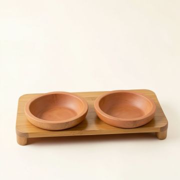 Ridge Canyon Pet Feeding Stand With Two Plain Empty Bowls - Terracotta (synthetic illustration; no displayed measurements)