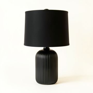 Cove Bluff Table Lamp With A Plain Fabric Shade - Black (synthetic illustration; no displayed measurements)