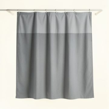 Slate Bluff Shower Curtain Hanging Flat From A Plain Rod - Gray (synthetic illustration; no displayed measurements)