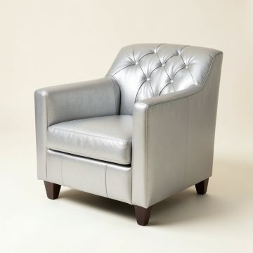 Beggley Tufted Upholstered Arm Chair In Silver (synthetic illustration; no displayed measurements)