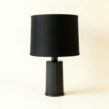 Dawn Bluff Table Lamp With A Plain Fabric Shade - Black (synthetic illustration; no displayed measurements)