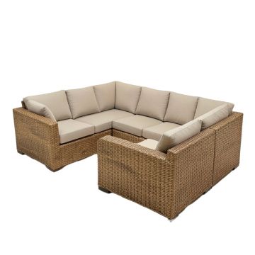 Lutie 9 Piece Rattan Sectional Seating Group With Cushions (synthetic illustration; no displayed measurements)