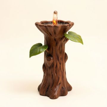 Resin Tree Trunk And 3 Leaves Fountain With Led Light (synthetic illustration; no displayed measurements)