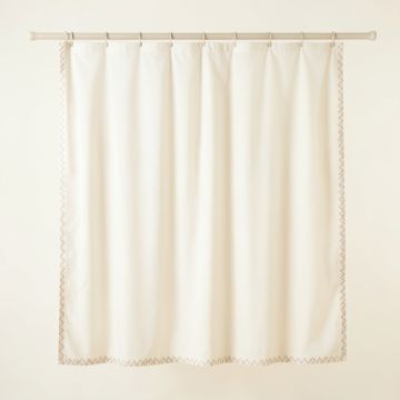 River Edge Shower Curtain Hanging Flat From A Plain Rod - Ivory (synthetic illustration; no displayed measurements)