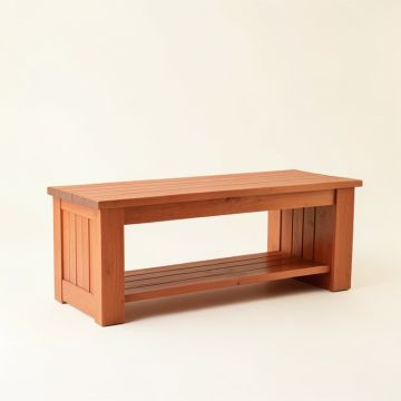 Oak Arc Narrow Outdoor Storage Bench - Terracotta (synthetic illustration; no displayed measurements)