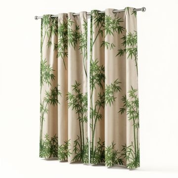 Gotzon Sun Bamboo Tree Scene Graphic Print & Text Semi-Sheer Single Curtain Panel (synthetic illustration; no displayed measurements)