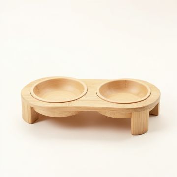 Fern Bluff Pet Feeding Stand With Two Plain Empty Bowls - Beige (synthetic illustration; no displayed measurements)