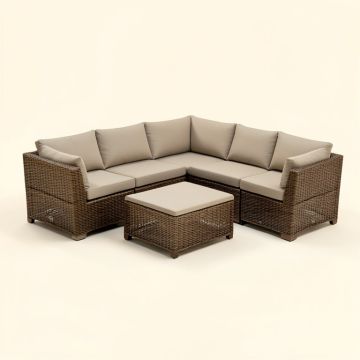 Finnbar Patio 7 Piece Rattan Sectional Seating Group With Cushions (synthetic illustration; no displayed measurements)