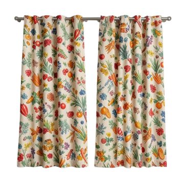 Colorful Spice Print Kitchen Curtain Pair (synthetic illustration; no displayed measurements)