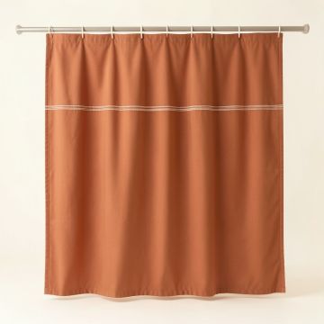 Stone Crest Shower Curtain Hanging Flat From A Plain Rod - Terracotta (synthetic illustration; no displayed measurements)