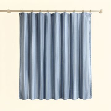Cedar Crest Shower Curtain Hanging Flat From A Plain Rod - Blue (synthetic illustration; no displayed measurements)