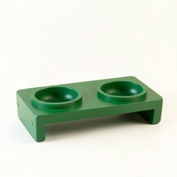 Maple Branch Pet Feeding Stand With Two Plain Empty Bowls - Green (synthetic illustration; no displayed measurements)