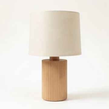 Willow Arc Table Lamp With A Plain Fabric Shade - Beige (synthetic illustration; no displayed measurements)