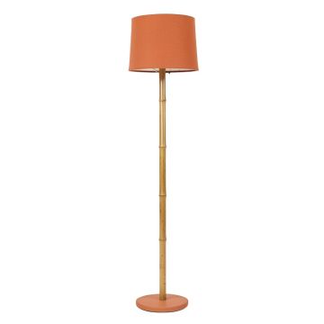 Shore Dale Floor Lamp With A Plain Fabric Shade - Terracotta