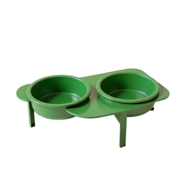 Briar Dale Pet Feeding Stand With Two Plain Empty Bowls - Green