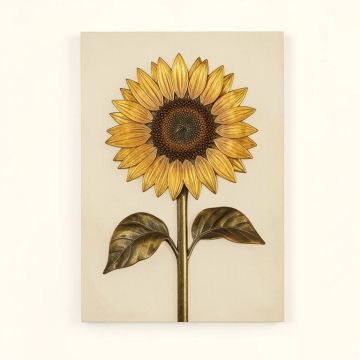 Metal Sunflower Photographic Print On Plaque (synthetic illustration; no displayed measurements)