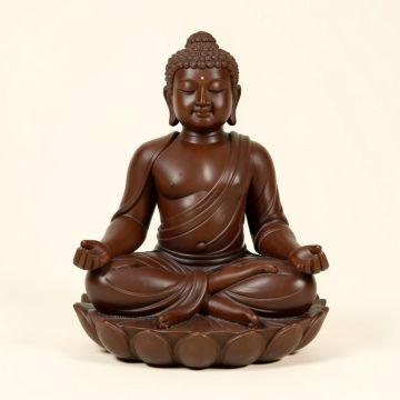 Pennwyn Meditating Buddha Gautama Amitabha Sitting On Lotus Figurine (synthetic illustration; no displayed measurements)