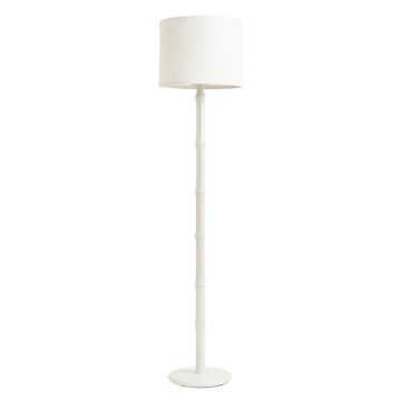 River Arc Floor Lamp With A Plain Fabric Shade - White (synthetic illustration; no displayed measurements)