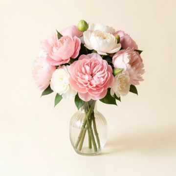 Bouquet Peonies Floral Arrangements And Centerpieces In Vase (synthetic illustration; no displayed measurements)