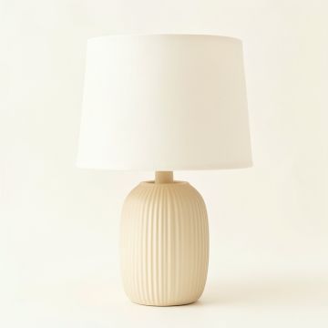 Lake Branch Table Lamp With A Plain Fabric Shade - Cream (synthetic illustration; no displayed measurements)
