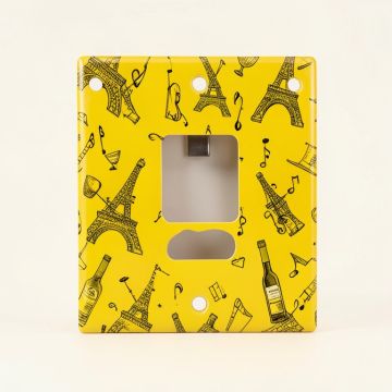 Eiffel Towel Wine Glasseseasonss And Bottle On Music Notes Bon Voyage 1-Gang Toggle Light Switch Wall Plate (synthetic illustration; no displayed measurements)