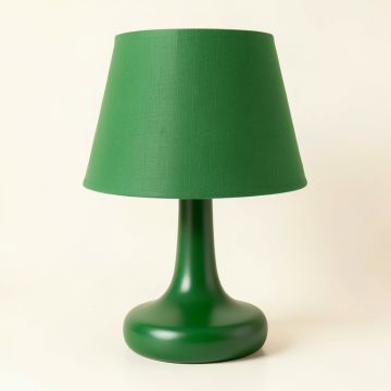 Wren Bluff Table Lamp With A Plain Fabric Shade - Green (synthetic illustration; no displayed measurements)