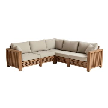 Jacobson 4 Piece Teak Sectional Seating Group With Cushions