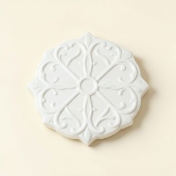 14 '' X 14 '' Ceramic Fleurdelis Medallion Tile In White (synthetic illustration; no displayed measurements)