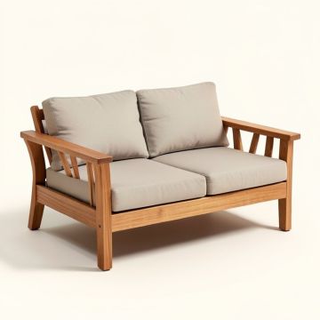 Calabria Sonoma Teak Patio Sofa With Cushions (synthetic illustration; no displayed measurements)