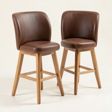Leatherette Upholstered Wooden Counter Height Chair With Cabriole Legs , Silver , Set Of Two (synthetic illustration; no displayed measurements)
