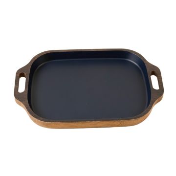 Holly Branch Serving Tray - Navy (synthetic illustration; no displayed measurements)
