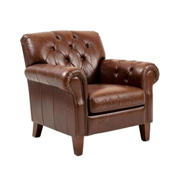 Eufaula 44 '' Wide Tufted Top Grain Leather Chesterfield Chair