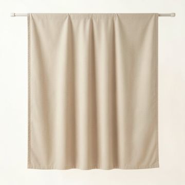 Shore Bridge Shower Curtain Hanging Flat From A Plain Rod - Beige (synthetic illustration; no displayed measurements)
