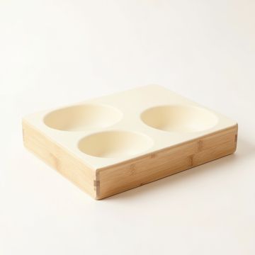 Brook Crest Pet Feeding Stand With Two Plain Empty Bowls - Cream (synthetic illustration; no displayed measurements)