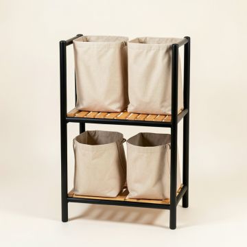 Sage Branch Laundry Sorting Station With Plain Removable Bags - Black (synthetic illustration; no displayed measurements)