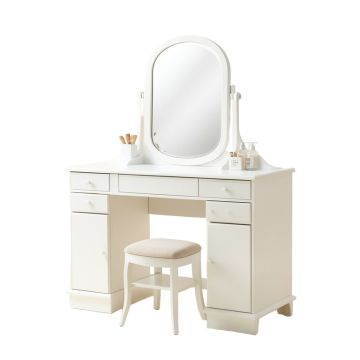 Cornelison Dressing Vanity Set With Stool And Mirror