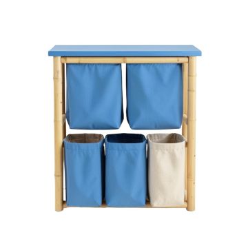Brook Bridge Laundry Sorting Station With Plain Removable Bags - Blue