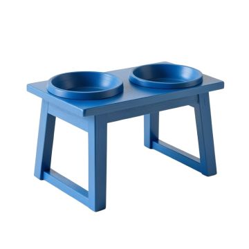 Harbor Dale Pet Feeding Stand With Two Plain Empty Bowls - Blue