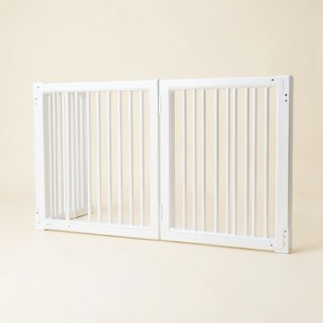 4 Panel 36 Inch Freestanding Foldable Pet Gate , Wooden Free Standing Pet Gate For Dogs , White (synthetic illustration; no displayed measurements)
